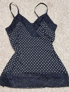 Camiseta sin mangas con encaje a lunares del mercado negro de la Casa Blanca, talla pequeña Y2K - Imagen 1 de 4