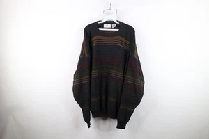 Vintage 90s Streetwear Mens XL Rainbow Striped Ribbed Knit Crewneck Sweater - Picture 1 of 11