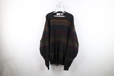 Vintage 90s Streetwear Mens XL Rainbow Striped Ribbed Knit Crewneck Sweater - Image 1 of 4