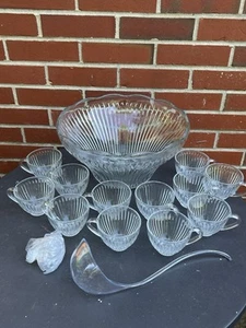 ELEMENTS KENSINGTON 26 PIECE PUNCH BOWL SET~Bowl, 12 cups, Hooks And Spoon New - Picture 1 of 7