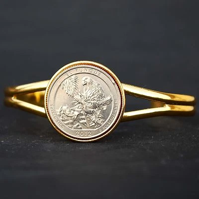 US 2012 Puerto Rico El Yunque National Park Quarter Coin GP Cuff Bracelet - Image 1 of 4