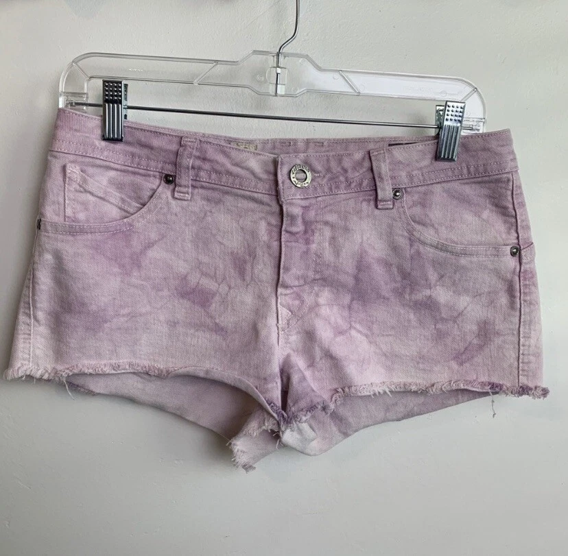 Volcom High Voltage Lavender Tie Dye Cut Off Shorts Size 7 - Image 1 of 4