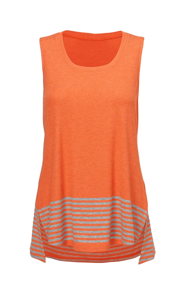 Nuevo tanque Cabi nuevo con etiquetas Hangout #8017 lanzamiento limitado naranja con rayas grises XS - XL costaba $63 Foto 1 de 1