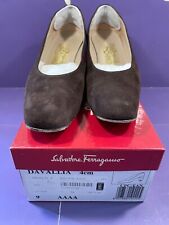 Salvatore Ferragamo Womens Shoes w BOX Size 9 AAAA Davallia Mustang Brown Suede