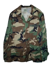 Camisa corta mediana Woodland BDU 8415-01-390-8548 edición militar del ejército de Estados Unidos vintage - Imagen 1 de 24