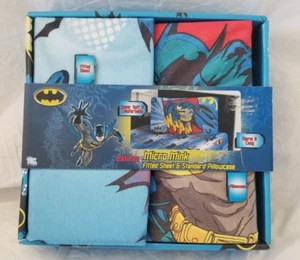 2 pc Batman Micro Mink Twin Fitted Sheet & Standard Pillowcase Set NIP - Picture 1 of 7