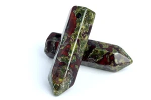 2 Pcs 30x8MM Dragon Blood Jasper Healing Hexagonal Pointed AAA Natural Beads - Picture 1 of 3