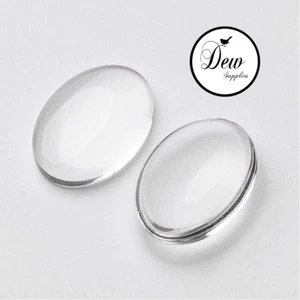 10 x Transparent Glass dome Cabochons, Oval, Clear, 18x13mm Dew Supplies - Picture 1 of 2