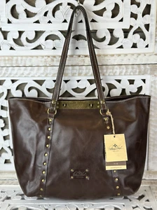 Patricia Nash Leather XL Tote Benvenuto Chocolate NWT - Picture 1 of 9