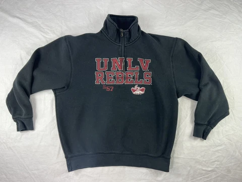 UNLV Rebels Sweatshirt Sweater Adult Large Black Pullover Jansport 1/4 Zip Cover