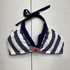 Venus Blue & White Boat/ Nautical Swimsuit Bikini Top Women?S Size M