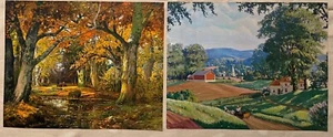 Vintage 2 Litho Drucke Country Village W. Bollendonk & A. Arneyger wunderschöner Herbst - Bild 1 von 11