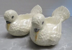 Set of 2 Vintage Glazed Swan Tea Light Votive Candle Holders - Picture 1 of 9