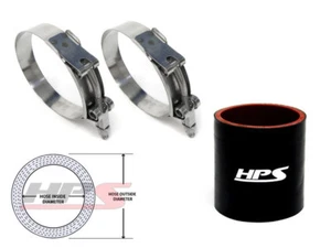 HPS 2.5" 63mm 4-Ply Silicone Intercooler Coupler Hose BLACK + T-Bolt Clamps - Bild 1 von 1