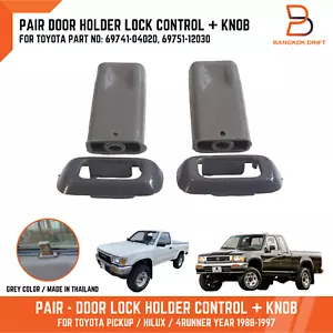 Grey Door Lock Control Holder + Knob Pin For Toyota Pickup 4Runner Tacoma 88-97 - Foto 1 di 10