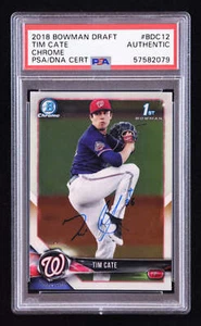 Tim Cate Signed 2018 Bowman Chrome Draft #BDC12 RC (PSA) Rookie Card - Picture 1 of 2