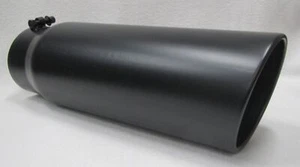 FORD POWERSTROKE 4” INLET x 5” OUTLET x 18"L FLAT BLACK DIESEL EXHAUST TIP - Picture 1 of 5