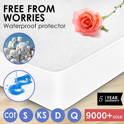 Fully Fitted Waterproof Cotton / Non Woven Mattress Protector All Sizes Cover • 16.50$