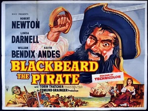 BLACKBEARD DER PIRAT 1952 Robert Newton, Linda Darnell, William Bendix UK QUAD - Bild 1 von 1