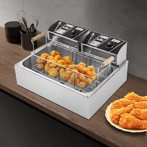 3400W Commercial Electric Deep Fryer 6L+6L Dual Tank Commercial w/ Fry Basket - Picture 1 of 24