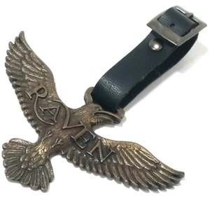 Bolsa de golf vintage de latón Raven etiqueta colgante correa de cuero sintético vuelo de aves club de golf - Imagen 1 de 6
