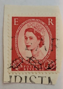 GB Postage Revenue ~ Red 1½D Stamp ~ Queen Elizabeth II ~ Posted ~ 1953 - 01 - Picture 1 of 6