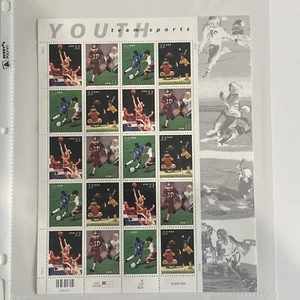 Youth Team Sports Stamps Collectable 20 stamps 1999 USPS 33 Cents Children Kids - Picture 1 of 6