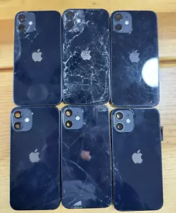 LOT 6 iPhone 12 Mini Black Back Housing Replacement Small Parts OEM Cracked Glas - Picture 1 of 7