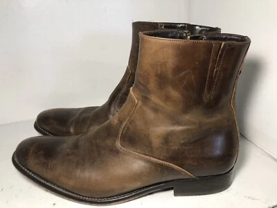 Botas de tornozelo GORDON RUSH couro marrom Chelsea zíper lateral preto EUA7.5 - Imagem 1 de 4