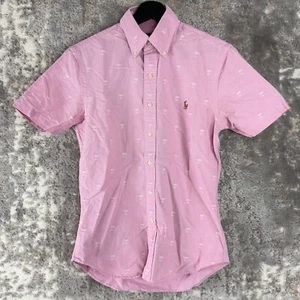Ralph Lauren Mens Size S Slim Fit Tropical Casual Button Shirt Pink Short Sleeve - Picture 1 of 9