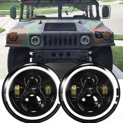 Pair 7" LED Headlights For Hummer Humvee m998 LMTV BMY M1045 M1078 M925 M35a2-2 - Image 1 of 4