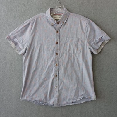 Sovereign Code Shirt Mens Large Blue Short Sleeve Button Up Flamingo Logo Shirt - Image 1 of 4