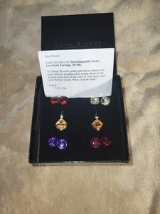 Joan Rivers Leverback Earrings, Interchangeable Colors, Vintage New in Box Nice! - Picture 1 of 10