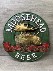 INSEGNA PUBBLICITARIA 3D PLASTICA BIRRA LAGER CANADESE VINTAGE MOOSEHEAD 14" - Foto 1 di 7