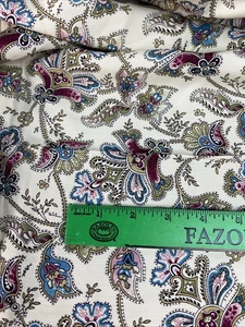 Vintage Stoff Paisley rot blau Blumen beige Baumwollmischung Hamil 2,5 yd x 44" - Bild 1 von 9