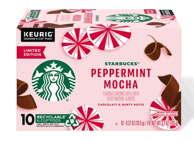 Limit NIB 10 Kcup Starbucks Peppermint Mocha Coffee Pod Brew Roast Christmas Gif - Image 1 of 3