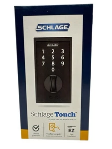 Schlage Centry Pantalla Táctil Sin Llave Deadbolt Negro Mate BE375 V CEN 622 NUEVO - Imagen 1 de 6