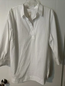 Chico’s 4 White No Iron Shirt Tunic  3/4 Sleeve (1X) EUC - Picture 1 of 7