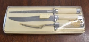 Vintage Carvel Hall Fine Cutlery By Briddell 3 pc Craving Set in Original Box - Picture 1 of 11