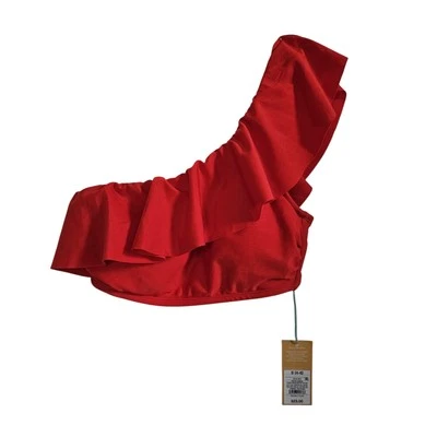Nuevo con etiquetas Top de Bikini Kona Sol S Rojo Natación Un Hombro Volantes Resort Verano Americana Foto 1 de 4