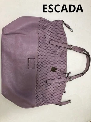 ESCADA Genuine Leather Shoulder Bag Pink/Purple Punching Design Used Authentic - Image 1 of 4