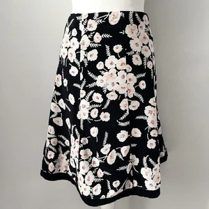 George Size 20 Navy Blue Pink White Floral Flared Cord Corduroy Skirt Lined - Picture 1 of 8