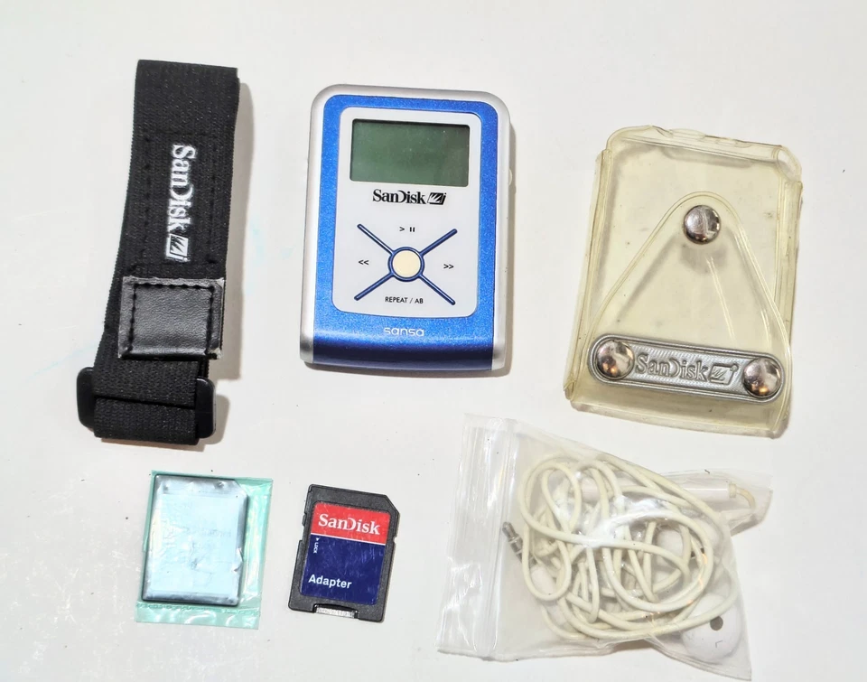 Lettore MP3 SanDisk Sansa E 130, un pezzo vintage completo, con accessori inclus - Immagine 1 di 4