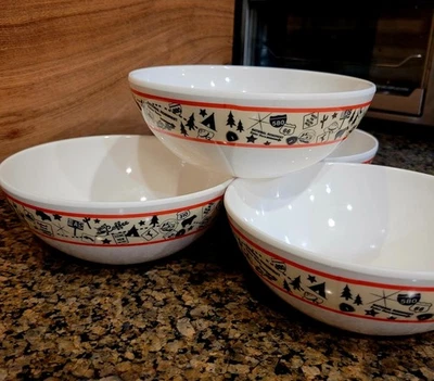 Vintage Route 66 Camping Casual Melamina Tigelas de Cereal Conjunto de 4 - Imagem 1 de 4