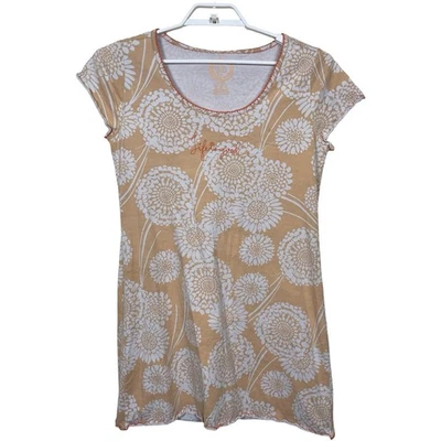 Vestido Life is Good Sleep para mujer M blanco tostado estampado floral manga corta algodón Foto 1 de 4