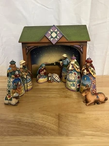 Jim Shore Heart Wood Creek 2007 "AWAY IN A MANGER" 10-teiliges Mini Krippenset - Bild 1 von 13