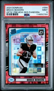 2024 Donruss - Rated Rookie Brock Bowers #394 Optic Preview Red PSA 9 MINT - Picture 1 of 2
