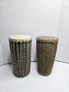 African Hand Drums Double Sided Cow Hide Spiritual Ritual Cerimonial Percussion - Picture 1 of 13