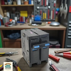 Bryant BR215 Used Two-Pole Blue Plug On Westinghouse Circuit Breaker 15A 120/240 - Picture 1 of 6