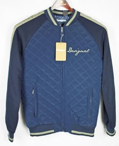 Desigual Men Jacket XS S Quilted Bomber Full Zip Long Sleeve Baseball Blue $226 - Picture 1 of 10